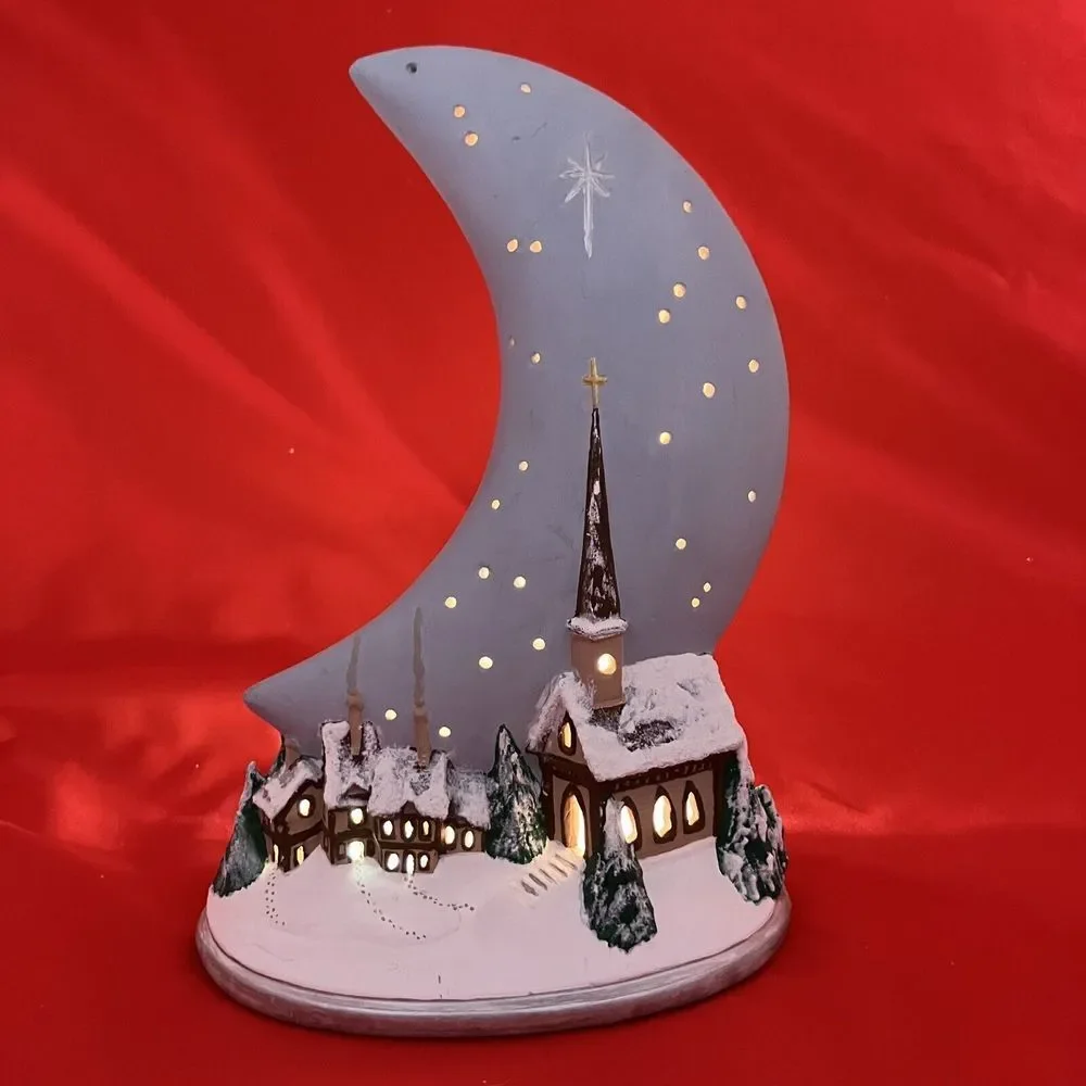 Gare Silent Night Moon / Ceramic Mold /Scenic Christmas Winter Church 9
